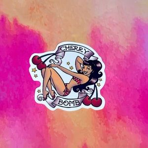 CHERRY BOMB Sexy Pinup Gorgeous Sticker Retro Vintage BomberGirl Ace